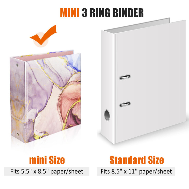 Mini 3 Ring Binder 5.5 x 8.5, 2-Inch Binder, Round Ring, Pink, 2 Pack