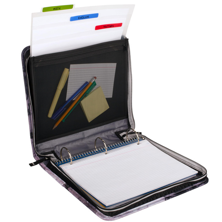 Five Star Zipper Binder, 2 Inch 3-Ring Binder for School, 530 Sheet Capacity, 3 Removable Tabbed File Folders, Black (29036IT8)