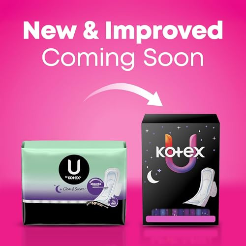 U by Kotex Maxi Pads with Wings, Clean & Secure, Overnight Absorbency, 14 Count (Packaging May Vary)