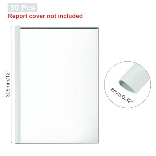 PATIKIL 30Pcs Binding Bars, 8mm Binding Bars Slide Grip 50 Sheets Capacity A4 Size Report Binder Teardrop Shape Presentation Binder for Report Cover