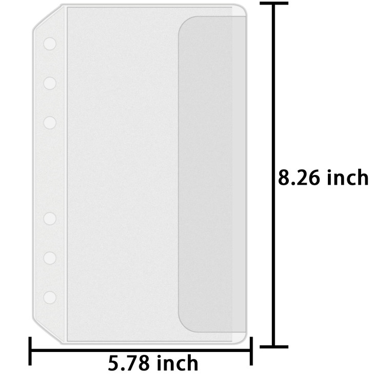 Antner 12PCS A5 Binder Pockets No Zipper 6-Hole Cash Stuffing Envelopes Planner Inserts for A5 Binder, Clear PVC Zipless Loose Leaf Bags Binder Pouch