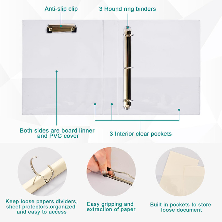 Bear Elk Mountain Outdoor Themed Hiking 3 Ring Binder 1.5" Decorative D-Ring Binder with Clipboard&3 Clear Pockets, Holds 200 Sheets A4 Size Paper Wa
