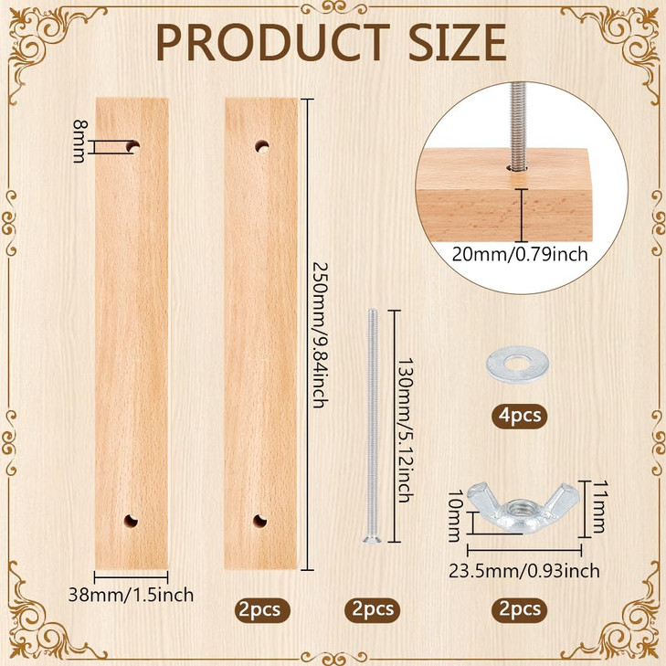 BENECREAT Wooden Beech Bookbinding Press, 9.8x1.5inch Large Book Binding Tool Portable Book Press Bookbinding for Home, School, Office DIY Bookbindin