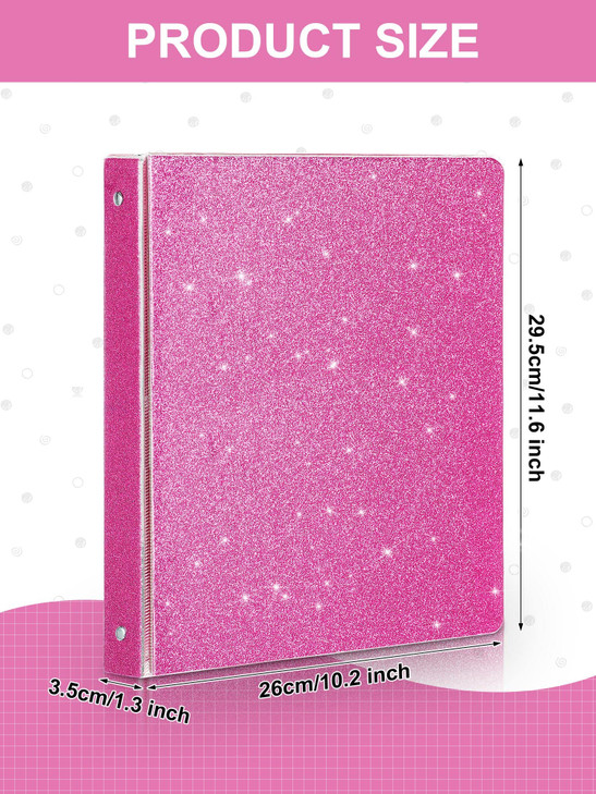 Zhehao 4 Pieces 3 Ring Binder Glitter 1 Inch Round Ring Binder Organizer Cute Office Accessories for Office, 11.61 x 10.24 x 1.38 Inches, Gold, Rose