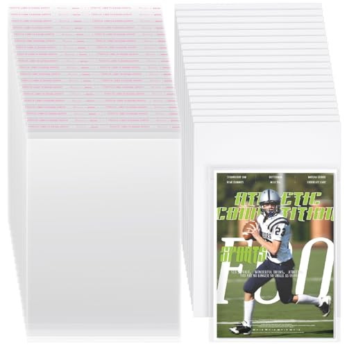 Humyoun 50 Sets Magazine Bags and Backing Boards Including Clear Resealable Magazine Protectors for Collectors and Boards Sleeves Protective Display