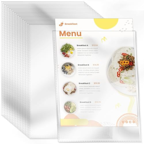 VOKOY 30 Pack No Holes Sheet Protectors, 8.5" x 11", Letter Size Heavy Duty Clear View Page Sleeves Protectors, Clear Paper Document Artwork Protecto