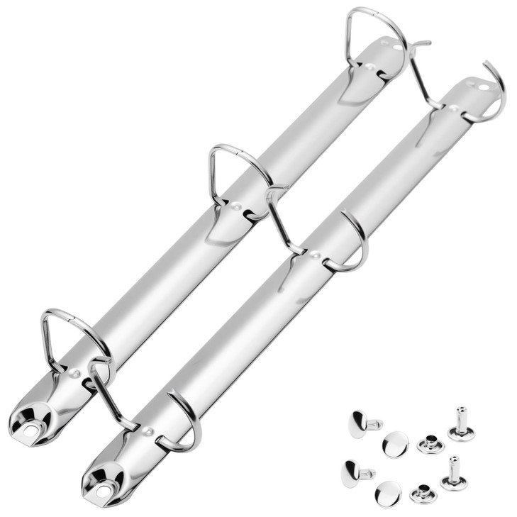 Homakover 2Pcs Metal Letter Size Notebook 3 Ring Binder Mechanism,3 D Rings,Replacement Kit, Loose Leaf Binders Spines Combs for DIY Planners (Silver
