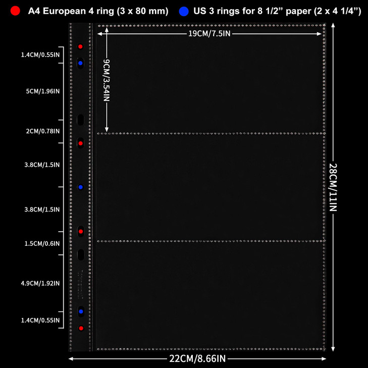 20 Sheets Currency Pages for Paper Money Collection - 3 Pockets Currency Sleeves/Currency Holder Collecting Album Pages for Paper Money Bill Banknote