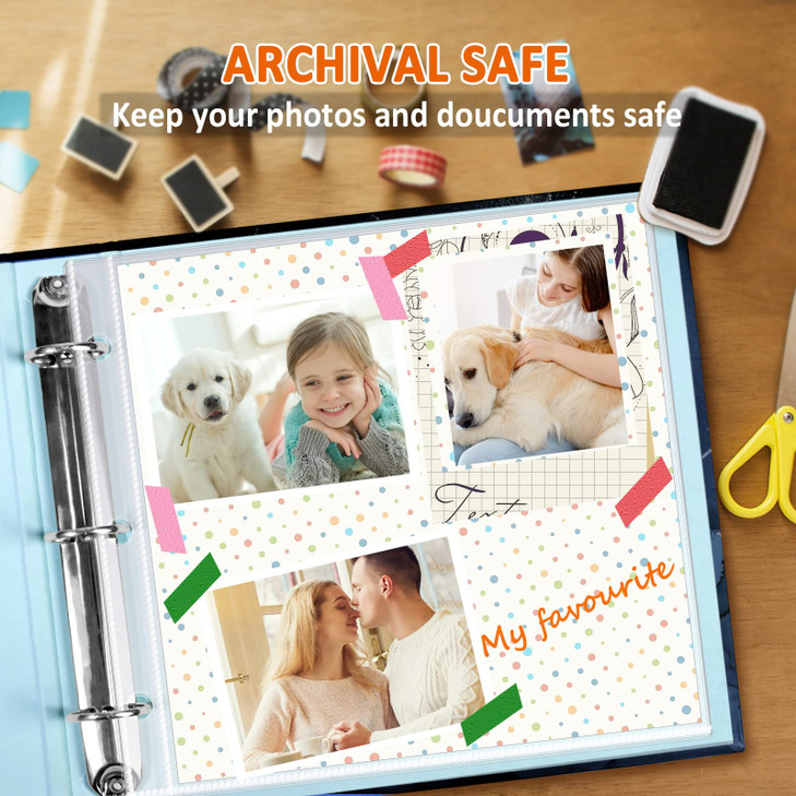 12x12 Scrapbook Page Protectors, 50 Pack, Heavyweight, Fit Scrapbook Binder and 12x12 Photo Album Refill Pages