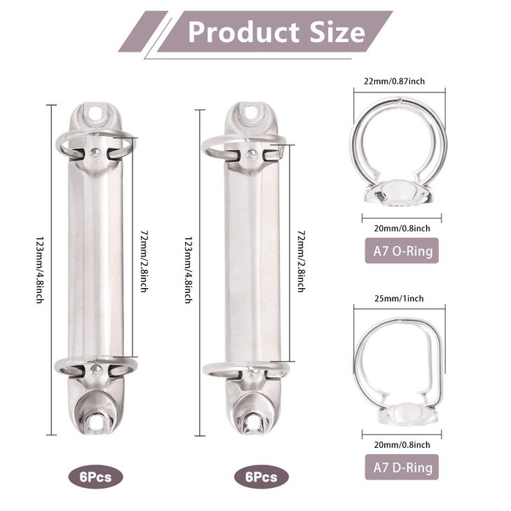 beinkmake 12Pcs A7 Notebook 2-Ring Binder Mechanism D-Rings O-Rings Holes 25mm Metal Loose Leaf Binders Spines Combs for Binder Planner Folder Planne