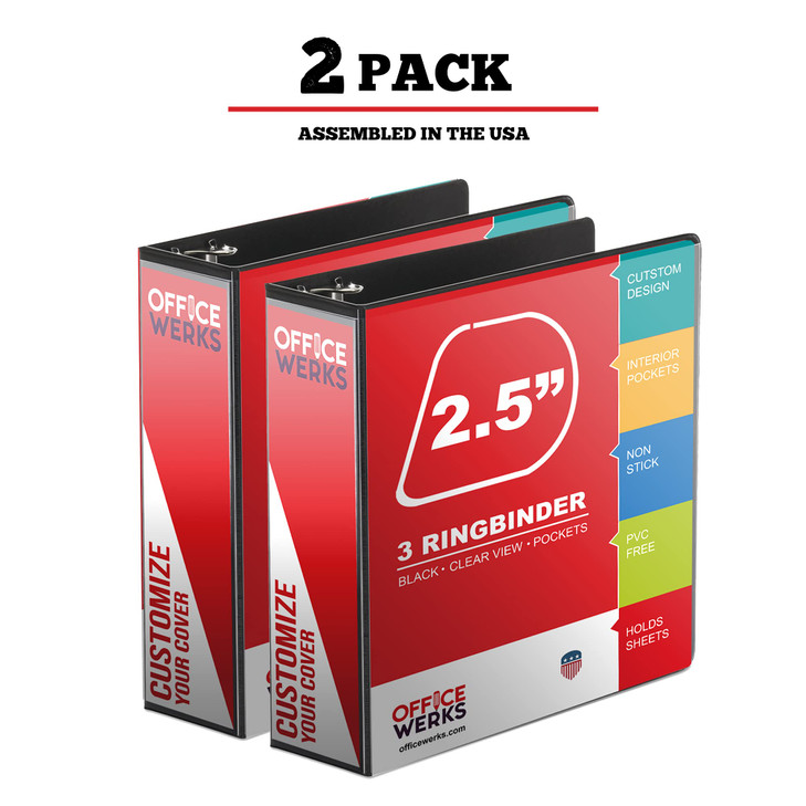 Performore Premium 3 Ring Binder, Professional Angle D Ring 2.5 Inch, Presentation Folder for Standard Pages 8.5 x 11 with Pockets, Crystal Clear Vie