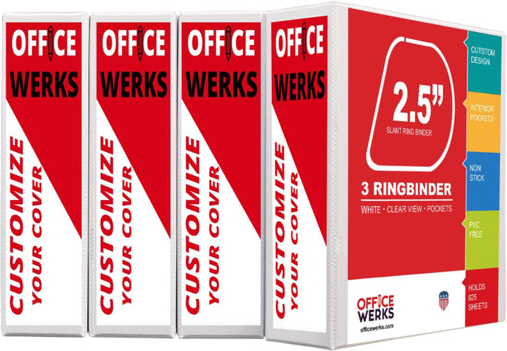 Performore 3 Ring Binder, Professional Angle D Ring 2.5 Inch, Presentation Folder for Standard Pages 8.5 x 11 with Pockets, Crystal Clear View White