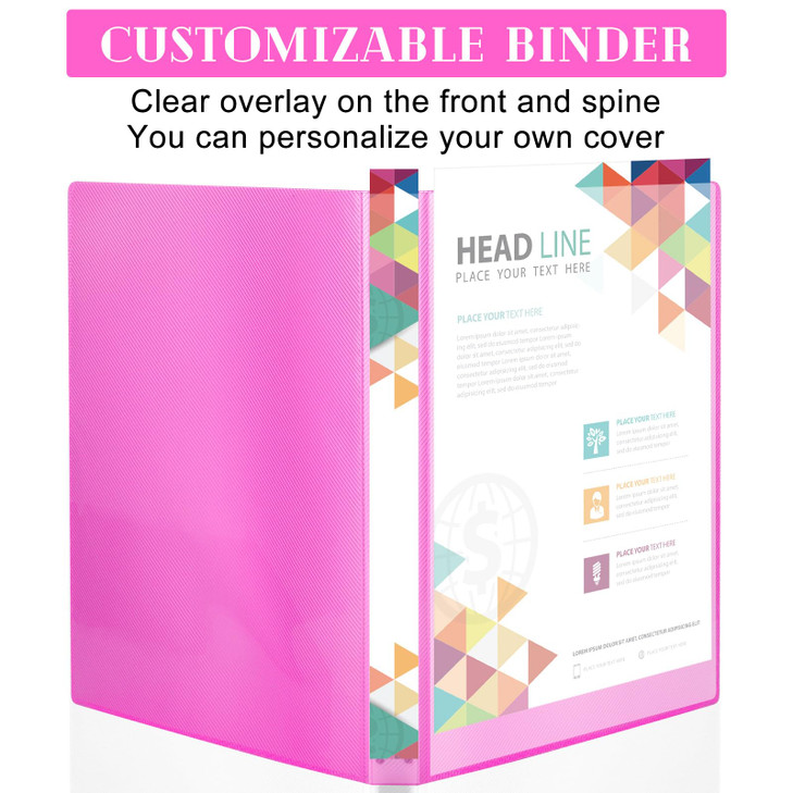 Fulmoon 50 Pcs 3 Ring Binders Bulk with 2 Interior Pockets Round Soft Flexible Ring Binders Holds 175 Sheets with Clear Cover for Office School (Hot