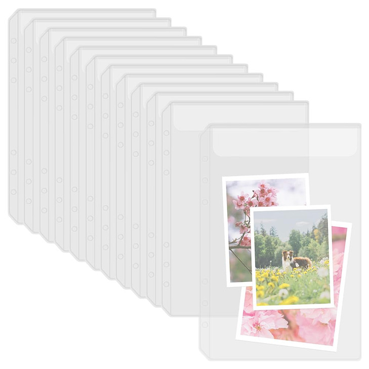 12PCS A5 Binder Pockets,6-Holes Zipperless Cash Envelopes for Budgeting,Clear PVC Savings Challenges Envelopes A5 Binder Pouch Inserts Pages Loose Le
