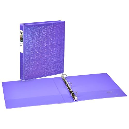 Avery Luxe Collection Durable Holographic 3 Ring Binder, Customizable View Cover, 1 Inch Round Rings, 1 Holographic Violet Binder (03226)