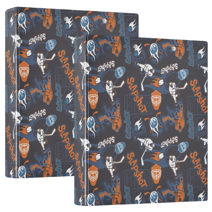 Ice Hockey Round Ring Binders 1.5 Inch Sports Balls 3 Ring Clipboard Binder for Office School Work Supplies File Folder 200 Sheet Capacity