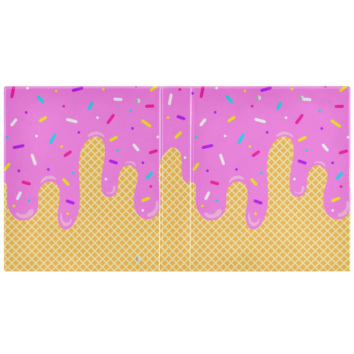 Purple Ice Cream Round Ring Binders 1.5 Inch Waffle Sweets Cone 3 Ring Clipboard Binder for Office School Work Supplies File Folder Document 200 Shee