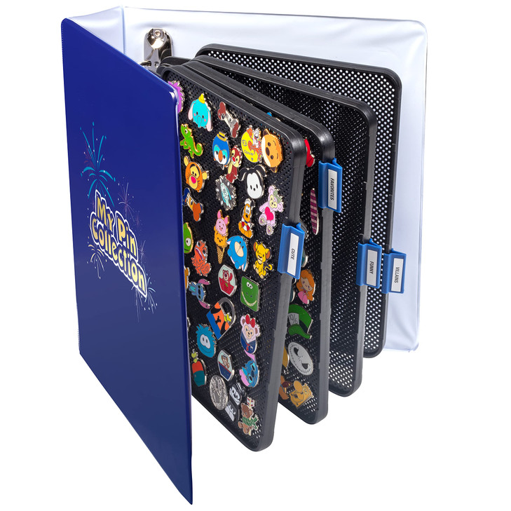 SCS Direct My Pin Collection 3-Ring Album Binder w 4 Enamel Pin Pages -Patented Design Lays Pages Flat with Pinbacks and No Sagging -Display and Trad