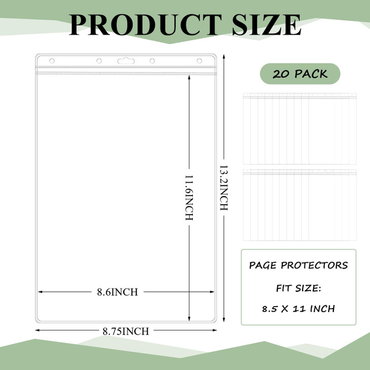 Sinload 20 Pcs Heavy Duty Sheet Protectors 8.5 x 11 Inch Job Ticket Holder Waterproof Resealable Zip Page Wall Sign Holder Clear Dry Erase Document S