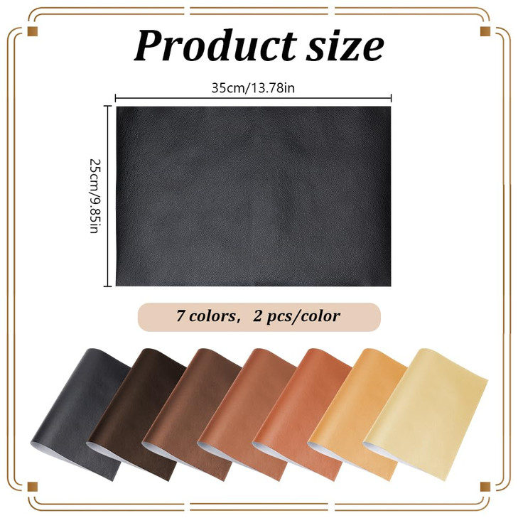 WEBEEDY 14 Pcs Book Cloth for Book Binding,14x10 Inch PU Leather Surface and Paper Backed,7 Colors Books Album Scrapbooking Archival Covering Protect