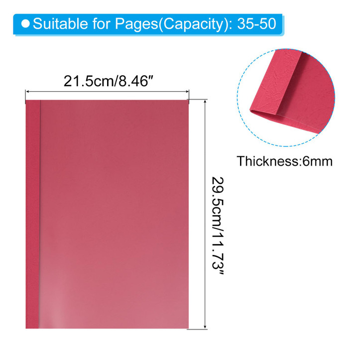 PATIKIL 0.2" Thermal Binding Cover, 10 Pcs PE Hold 35-50 Sheets Presentation Paper File Protector Folder with Hot Melt Glue for Office Work, Red