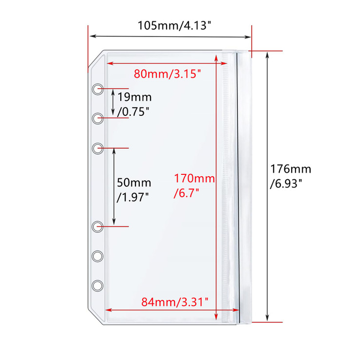 Mogoostry A6 Ziplock Pockets 12pcs Clear PVC Flat Sealing Zipper Pouches with Side Open Zipperless Pocket Storage Bag