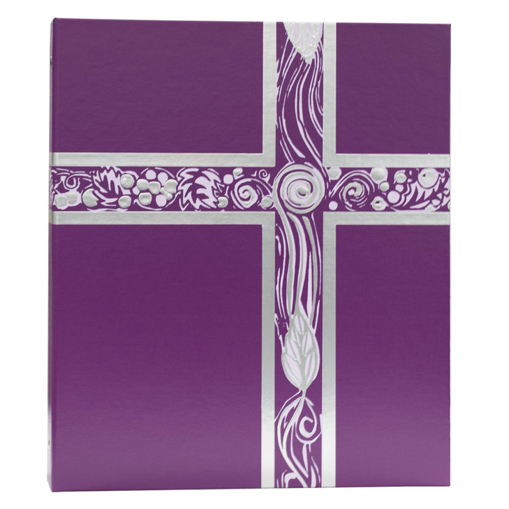 Violet Ceremonial Binder with Silver-Tone Foil | 1 Inch Spine | Three Ring with Interior Pocket | Purple Liturgical Color for Advent, Lent, and Funer