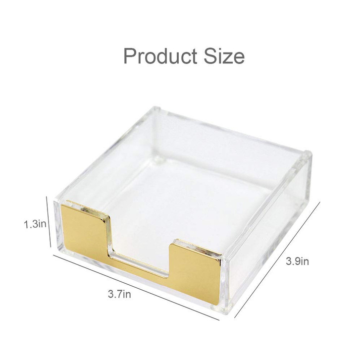 MultiBey Gold Sticky Notes Holder Clear Acrylic Memo Pad Dispenser Post it Note Holder Desk Supplies Organizer Accessories for Office Home Schools (G