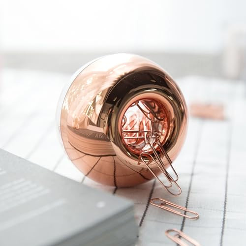 Rose Gold Paper Clip Holder Magnetic Paper Clips Dispenser with 100pcs Paperclips for Desk Office School Home Organizers Accessories Gift Idea (Rose