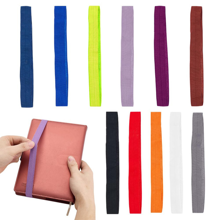 PH PandaHall 11 Colors Elastic Planner Bands Elastics Bookmarks Book Strap Notebook Elastic Band Stretchy Closure Bands for School Office Travel Jour