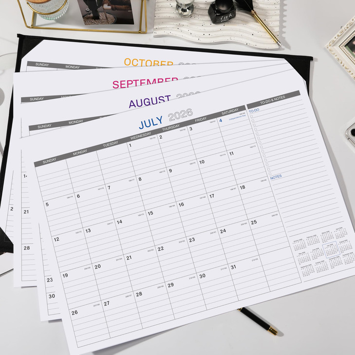 2026 Desk Calendar - Large Desk Calendar 2026, Jan. 2026  Dec. 2026, 22" x 17", Office Supplies, Corner Protector, Ruled Blocks, 2-in-1
