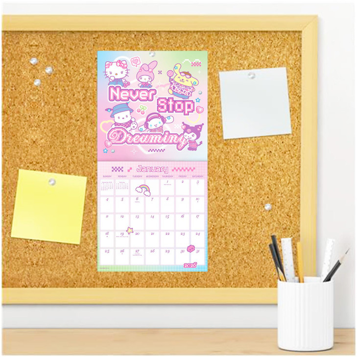 Hello Kitty and Sanrio Friends 2026 - Deluxe Hello Kitty and Friends 7" x 7" Mini Calendar Bundle with Over 100 Stickers (Keroppi and My Melody Gifts