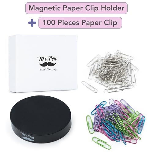 Mr. Pen- Magnetic Desk Toy With Colored and Silver Paper Clips (100 Pieces), Desk Toys, Desk Decor, Desk Accessories, Paperweight, Cute Office Suppli