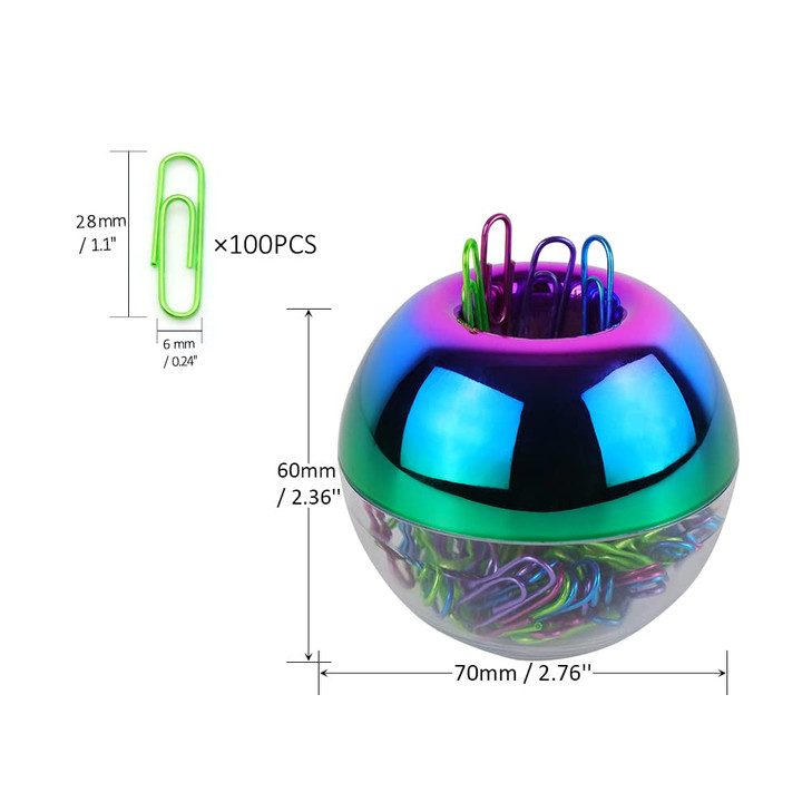 Mogoostry Cute Magnetic Paper Clip Holder for Desk 100Pcs 28mm(1.1") Small Paperclips Dispenser for Home Office (Rainbow)
