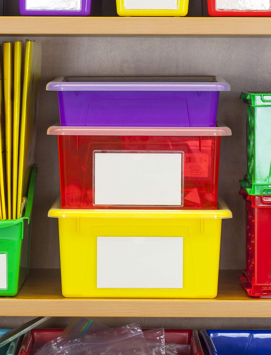 Storex Letter Size Flat Storage Tray  Organizer Bin for Classroom, Office and Home, Red, 5-Pack (62518U05C) , 10 x 13 x 3 Inches