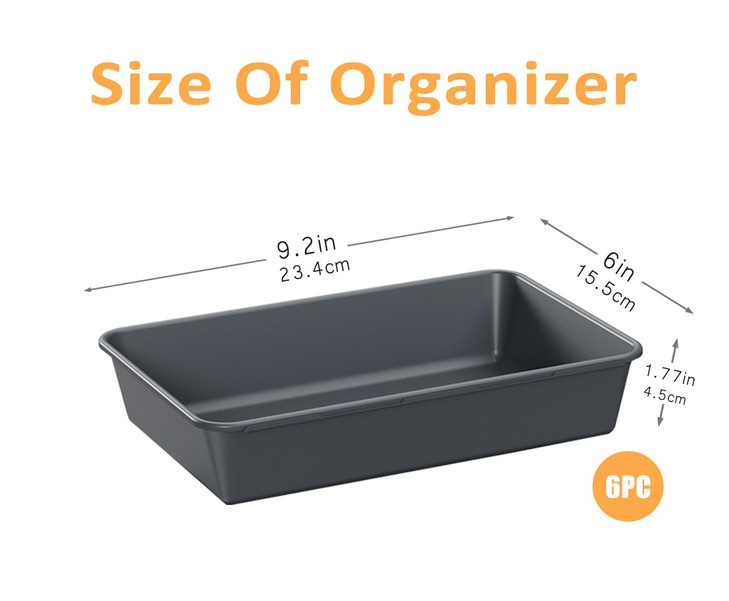 Kutesna 6 PCS Large Plastic Drawer Organizer, 9"×6" Desk Drawer Organizer and Storage Trays, Versatile Plastic Storage Bins for Makeup Vanity, Jewelr