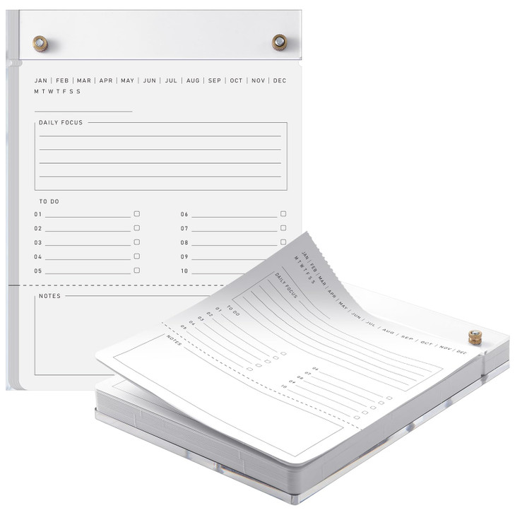 Affrolling Acrylic To Do List Acrylic Drafters Tablet Planner with 100 Sheets Daily Binder Pad - 6.3 W x 8.46 H for Office Home Desk Accessory