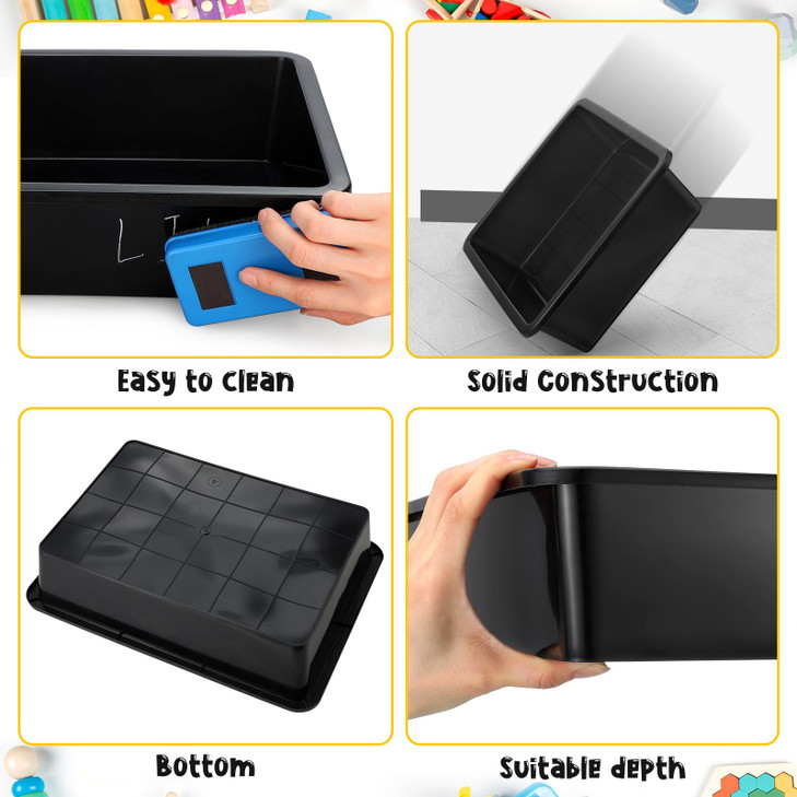 Hoteam 5 Pcs Paper Trays for Classroom Plastic Storage Bin Tray Bulk Stackable File Organizer for School Office Teacher Book Organization Supplies(Bl