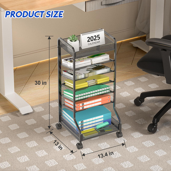samstar Rolling File Cart,Under Desk Organizer, File Organizer beside Desk, Binder Paper Letter Storage with Wheels,for Office Supplies & Classroom O