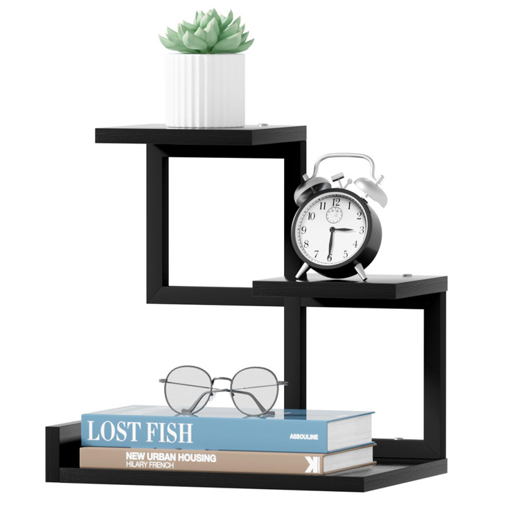 Gannyfer Desk Shelf Organizer - Wood Desktop Shelf, Freestanding Desk Hutch Office Decor, 3 Tier Storage Display Rack, Small Bookshelf with Metal Fra