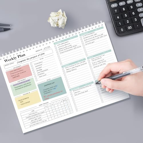 Ymumuda Weekly To Do List Notepad - Daily To Do List Undated 52 - Week Sheets, 8.5x11" Weekly Goal Notebook, Habit Tracker Journal, Excellent for Stu