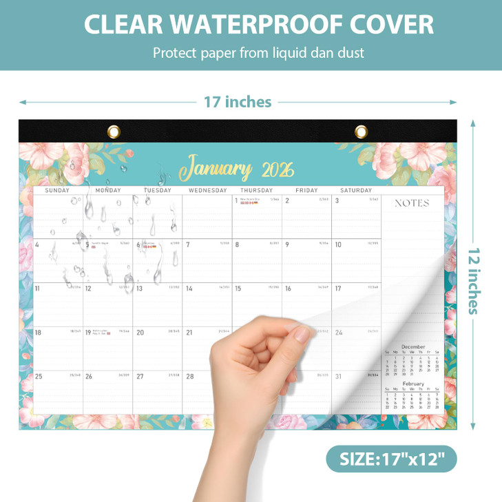 2026 Desk Calendar, Large Desktop/Wall Monthly Calendar (Jan. 2026 - Jun. 2027) 17'' x 12'' School Year Desk Planner for Teacher Family School Office