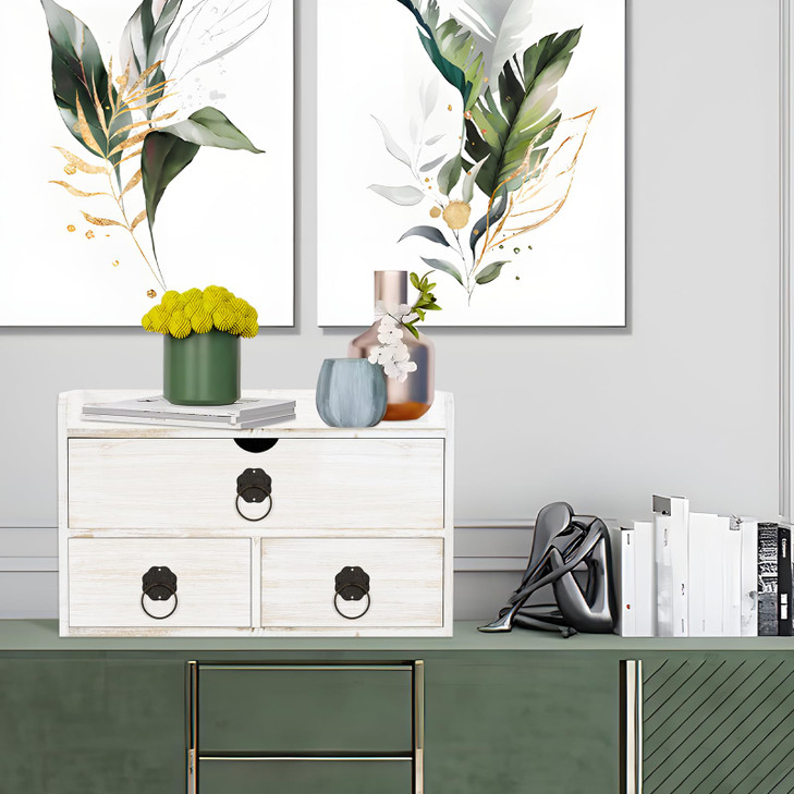 SeekElegant Wood Desk Organizer with Drawer, White Wooden Desktop Organizer, Tabletop Storage Organization Box for Countertop, Home Office Supplies (