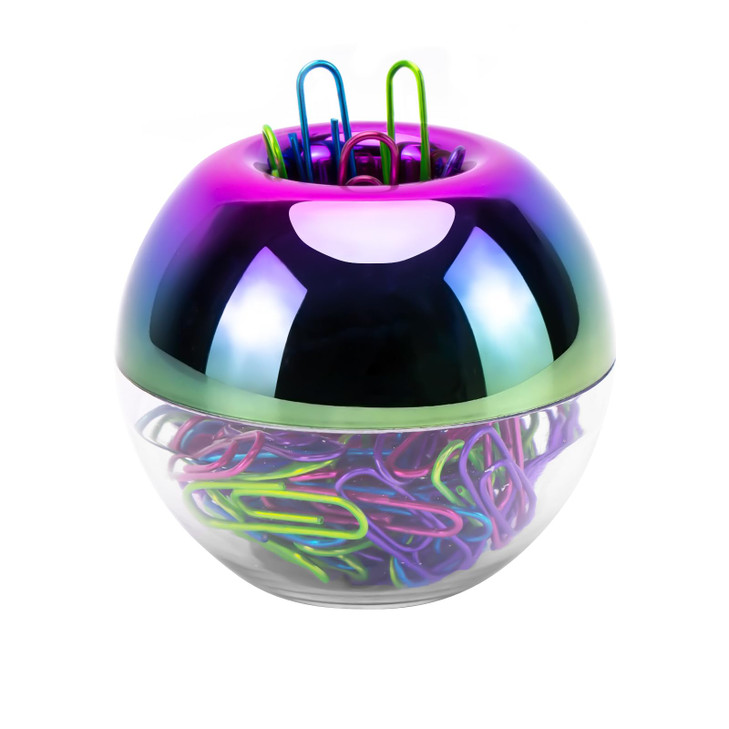 Rainbow Paper Clips Holder Medium Holographic Paper Clip Dispensers 100pcs 28mm Colorful Paperclips for Desk Organizer Accessories (Rainbow)