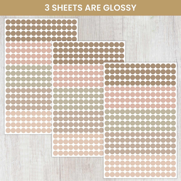 bloom daily planners Color Coding Planner Stickers - Muted Neutrals 1/4" Minimalist Dot Labels - Six Sheets, 1000+ Stickers Per Pack! - Aesthetic Boh