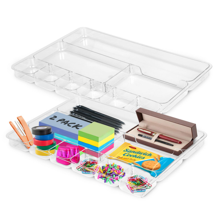 Manaloom Desk Drawer Organizer Tray with 9 Storage Compartments - For Home and Office - Drawer Organizers Office, Perfect Organizing Pens, Pencils, P