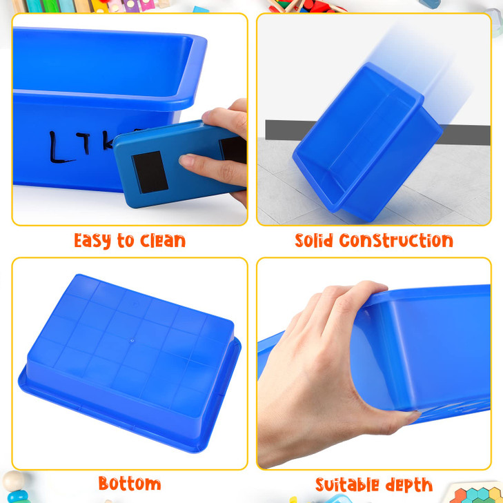 Hoteam 18 Pcs Flat Storage Organizer Bins Letter Size Paper Tray Classroom Storage Plastic Art Trays Classroom Pencil Organizer Baskets for School Of