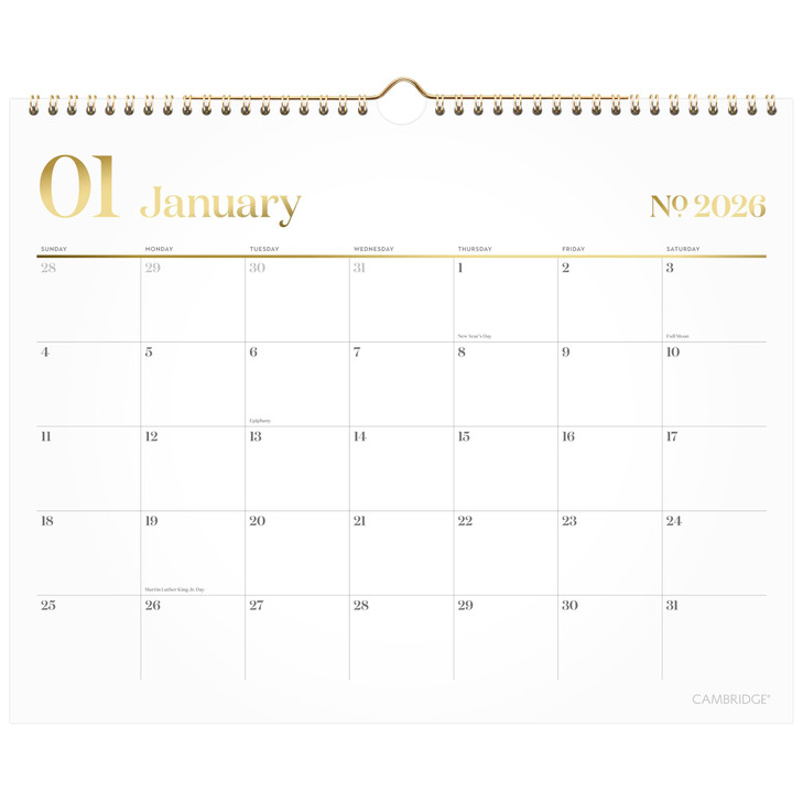 Cambridge 2026 Wall Calendar, Monthly, 15" x 12", Medium, WorkStyle, White (1606-707-26)