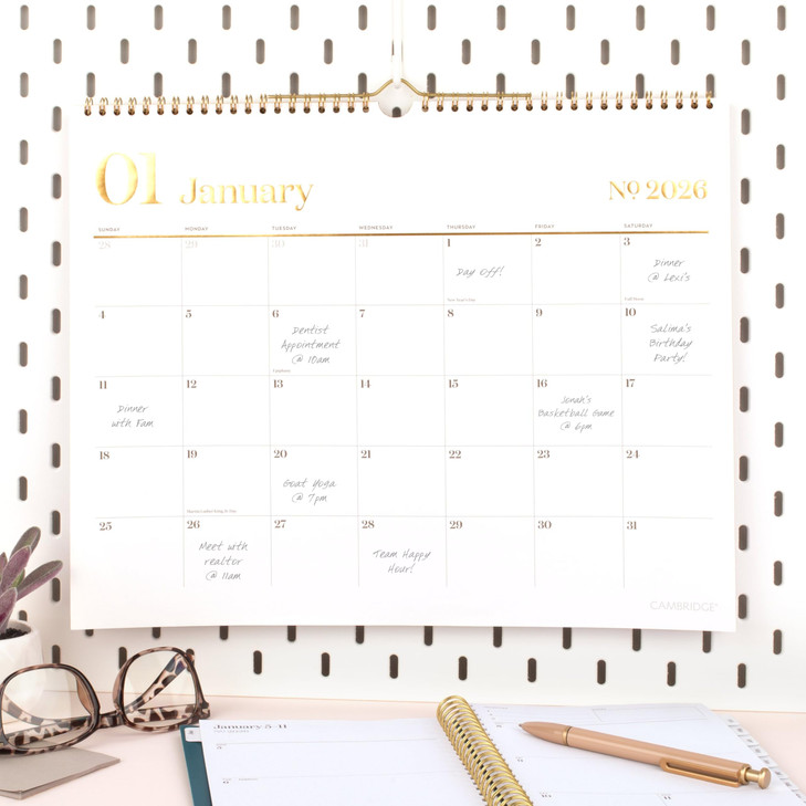 Cambridge 2026 Wall Calendar, Monthly, 15" x 12", Medium, WorkStyle, White (1606-707-26)