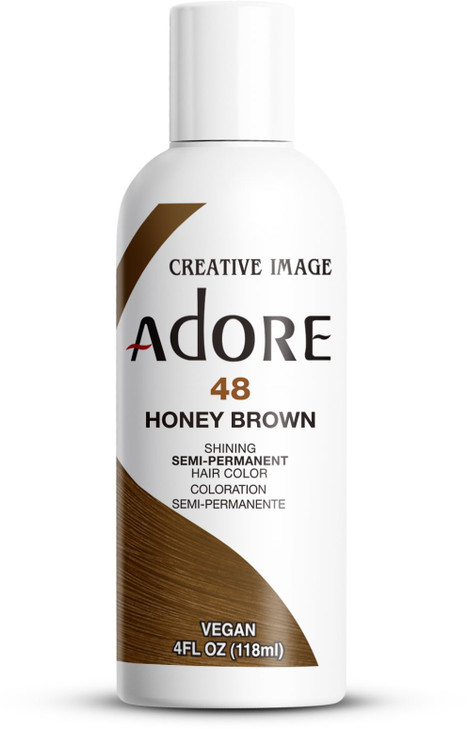 Adore Semi Permanent Hair Color (048 Honey Brown) | Vegan & Cruelty-Free Brown Hair Dye | No Ammonia, No Peroxide, No Alcohol | 4 Fl Oz (Pack of 1)